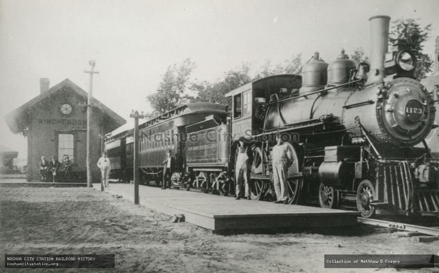 Postcard: Boston & Albany Railroad #1173 at Winchendon, Massachusetts